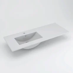 Meuble Vasque|Cosyneo Meuble de salle de bain 120cm avec vasque à gauche - sans miroir - 2 tiroirs et 1 placard - blanc - ZARZA