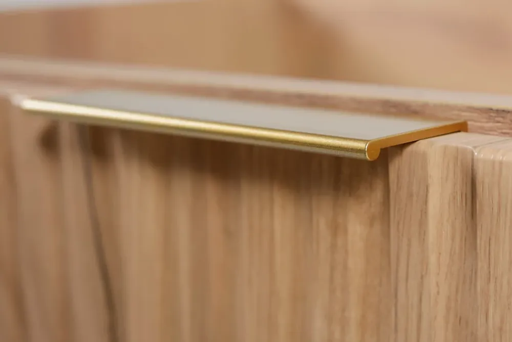 Lave-Mains|3xE Living Meuble de salle de bain, Chêne Craft + poignée dorée, 40 x 57 x 46 cm
