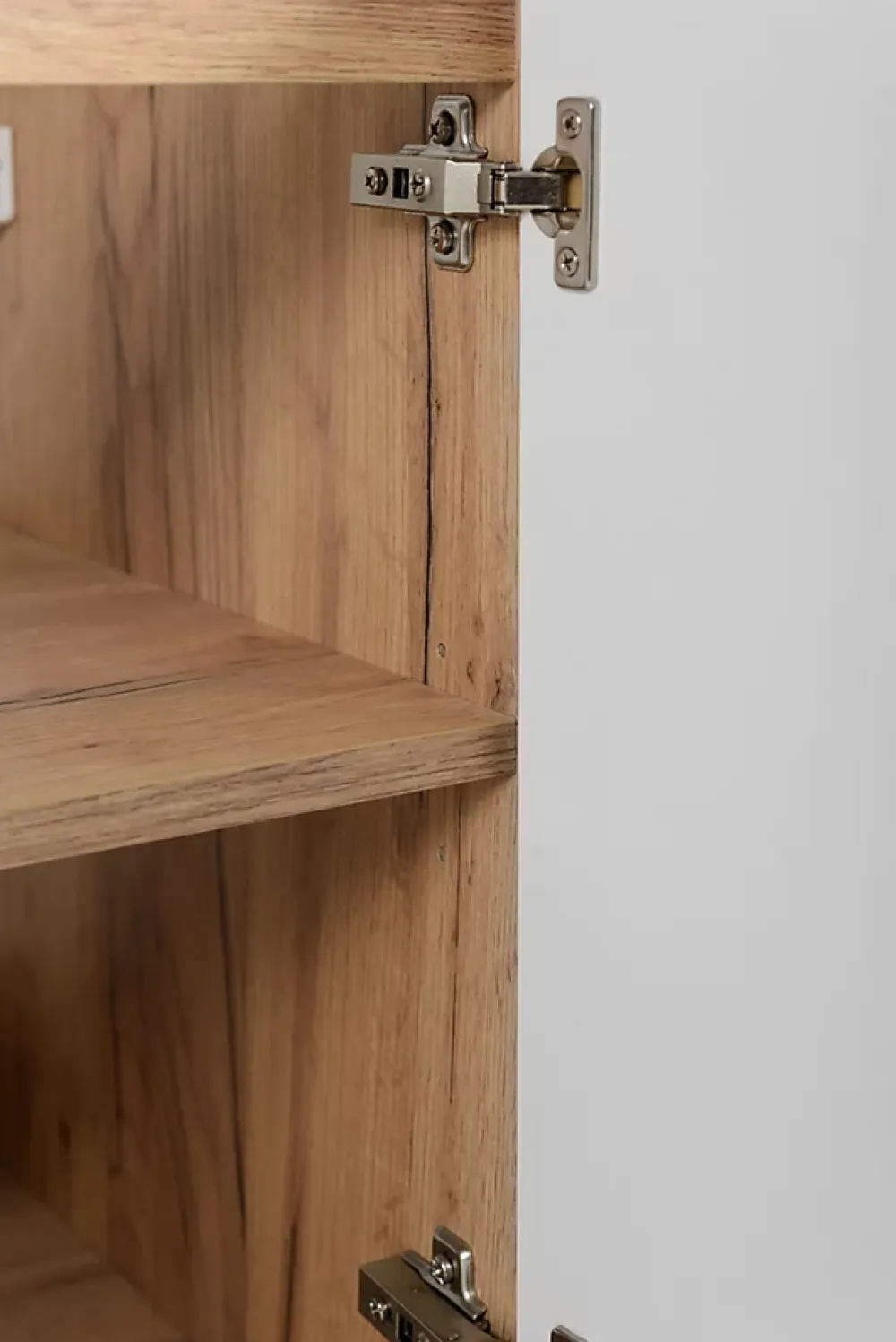 Lave-Mains|3xE Living Meuble de salle de bain, Chêne Craft + poignée dorée, 40 x 57 x 46 cm