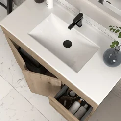 Meuble Vasque|Cosyneo Meuble de salle de bain 70cm simple vasque sans miroir sur pieds avec portes et tiroirs - cambrian (chêne clair) - HARO