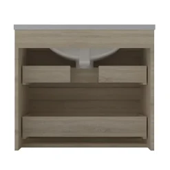 Meuble Sous-Vasque|AICA Sanitaire Meuble de salle de bain chêne 60cm, suspendu avec 2 tiroirs