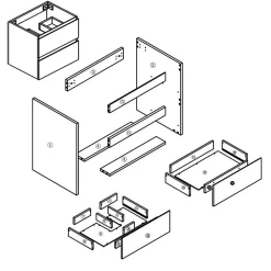 Meuble Sous-Vasque|AICA Sanitaire Meuble de salle de bain chêne 60cm, suspendu avec 2 tiroirs