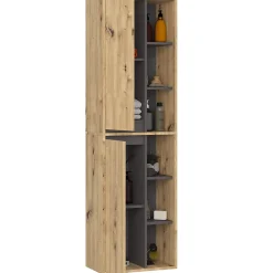 3xE Living Meuble de salle de bain, chêne artisanal/gris graphite, 50 x 170 x 30 cm