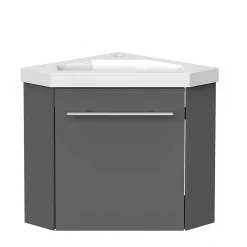 AICA Sanitaire Meuble de Salle de Bain d'Angle Gain de Place, Lave Main, anthracite, 40x40 cm