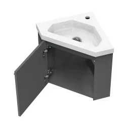 AICA Sanitaire Meuble de Salle de Bain d'Angle Gain de Place, Lave Main, anthracite, 40x40 cm