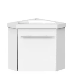 AICA Sanitaire Meuble de Salle de Bain d'Angle Gain de Place, Lave Main, Blanc Crème, 40x40 cm