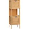 Meuble Wc|ProximaX Meuble de salle de bain en bambou avec 2 tiroirs, meuble bas latéral style campagnard, dispositif anti-basculement