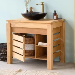 Meuble Sous-Vasque|Wanda Collection Meuble de salle de bain en teck Zen 85cm