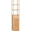 Meuble Wc|ProximaX Meuble de salle de bain en bambou naturel, avec tiroir, trois étagères et compartiment ouvert, Bois naturel.