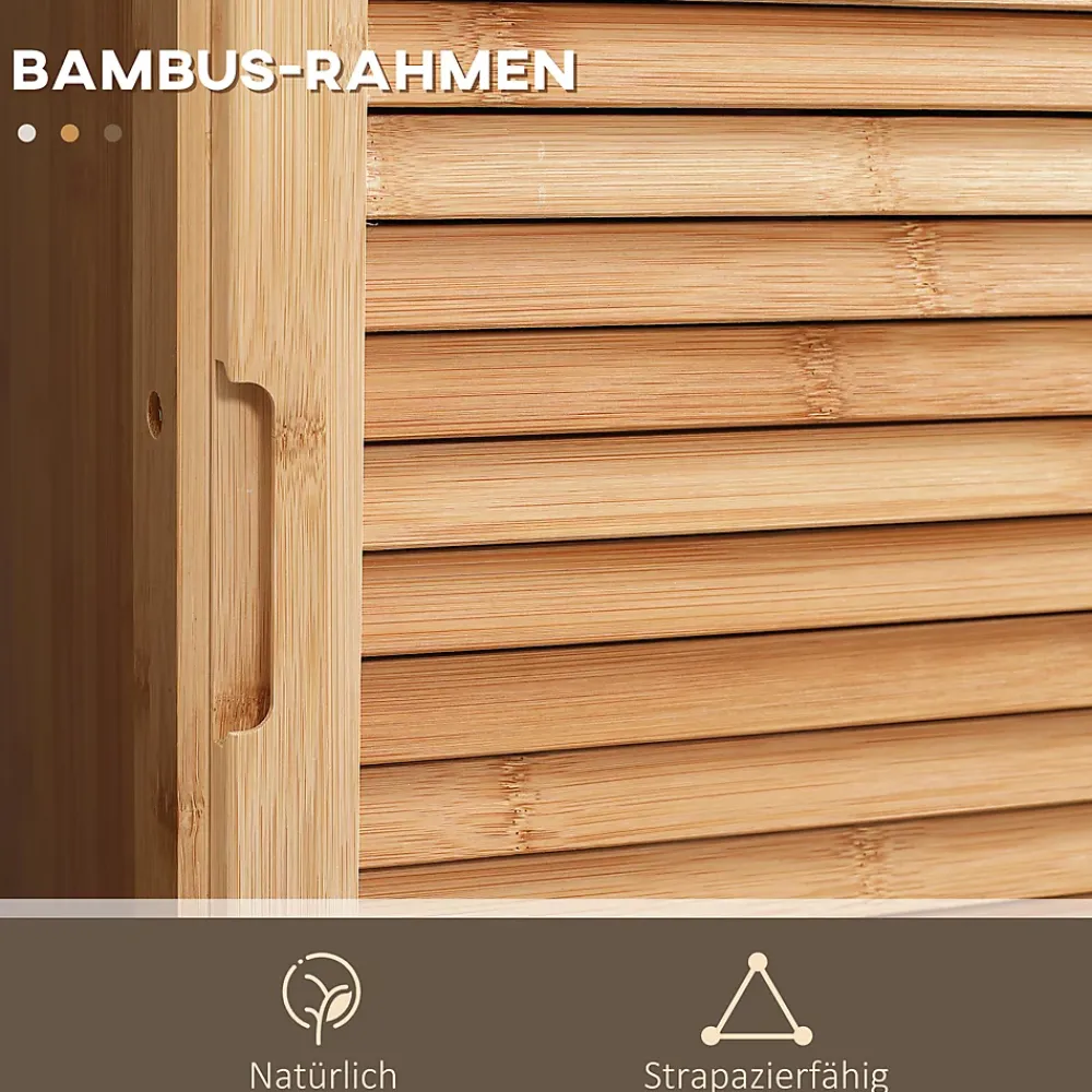 Meuble Wc|ProximaX Meuble de salle de bain en bambou naturel, avec tiroir, trois étagères et compartiment ouvert, Bois naturel.