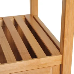 Meuble Wc|ProximaX Meuble de salle de bain en bambou naturel avec 3 compartiments ouverts, dimensions 36 x 33 x 140 cm pour un rangement optimal.