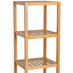 Meuble Wc|ProximaX Meuble de salle de bain en bambou naturel avec 3 compartiments ouverts, dimensions 36 x 33 x 140 cm pour un rangement optimal.