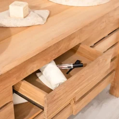 Meuble Sous-Vasque|Wanda Collection Meuble de salle de bain en teck Zen double vasque 145cm