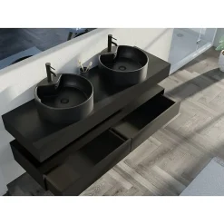 Distribain Meuble de salle de bain FABRIANO 1600 Noir mat