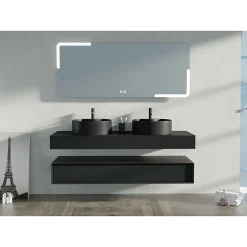 Distribain Meuble de salle de bain FABRIANO 1600 Noir mat
