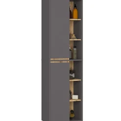 Armoire De Salle De Bains|3xE Living Meuble de salle de bain, gris graphite/chêne artisanal, 50 x 170 x 30 cm