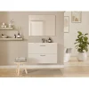 Meuble Vasque|Sanitaire Meuble de salle de bain MINAO 80 en kit - 2 tiroirs - Blanc Brillant