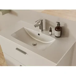 Meuble Vasque|Sanitaire Meuble de salle de bain MINAO 80 en kit - 2 tiroirs - Blanc Brillant