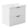 AICA Sanitaire Meuble de salle de bain mural 60 cm Blanc - 2 tiroirs, lavabo (jointless & résistant),