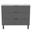 Meuble Vasque|AICA Sanitaire Meuble de salle de bain mural avec pieds Anthracite 100 cm - 3 tiroirs, lavabo inclus,