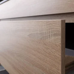 Ensemble Meuble De Salle De Bains|Kiamami Valentina Meuble De Salle De Bain Mobile 120 Cm En Chêne Naturel Avec Double Lavabo Noir Mat - Soleil