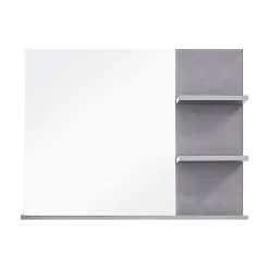 Miroir Simple|Chb Collection Meuble de salle de bain. Miroir avec tablettes, LED non inclu mélaminé gris ciment. L H P : 72 57 20 cm.