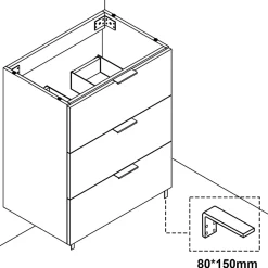 AICA Sanitaire Meuble de salle de bain mural avec pieds Anthracite 80 cm - 3 tiroirs, lavabo inclus,