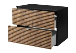 Lave-Mains|3xE Living Meuble de salle de bain, Noir Mat, 80 x 57 x 46 cm