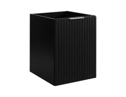Lave-Mains|3xE Living Meuble de salle de bain, Noir + poignée argentée, 40 x 57 x 46 cm