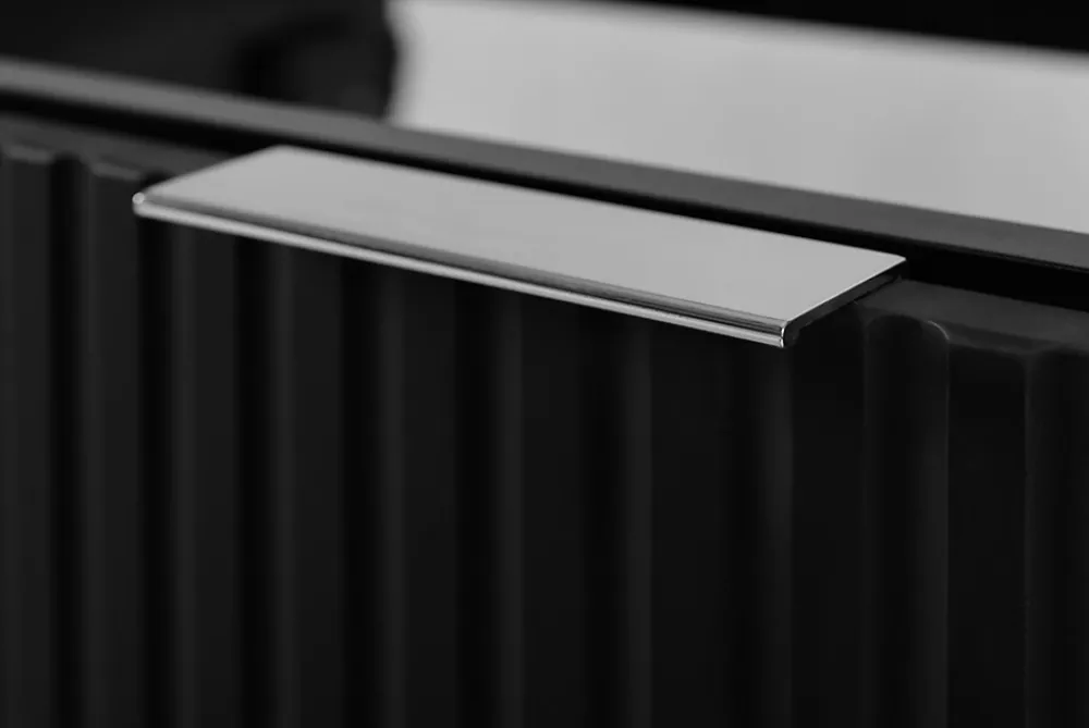 Lave-Mains|3xE Living Meuble de salle de bain, Noir + poignée argentée, 40 x 57 x 46 cm