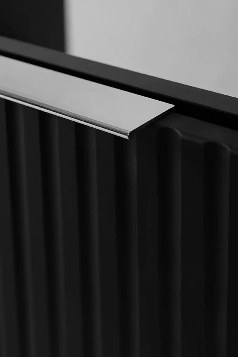Lave-Mains|3xE Living Meuble de salle de bain, Noir + poignée argentée, 40 x 57 x 46 cm