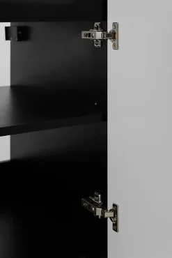 Lave-Mains|3xE Living Meuble de salle de bain, Noir + poignée noire, 40 x 57 x 46 cm