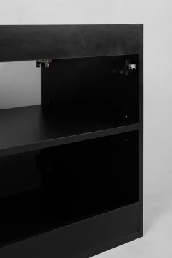 3xE Living Meuble de salle de bain, Noir + poignée dorée, 40 x 57 x 46 cm