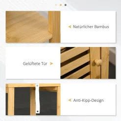 Meuble Wc|ProximaX Meuble de salle de bain réglable en hauteur, meuble de salle de bain en bambou, avec deux étagères ouvertes, bois naturel
