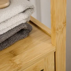 Meuble Wc|ProximaX Meuble de salle de bain réglable en hauteur, meuble de salle de bain en bambou, avec deux étagères ouvertes, bois naturel