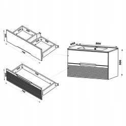 Meuble Sous Lavabo|Furnidea Meuble de salle de bain sous vasque suspendu AVELLA noyer et noir 80 cm