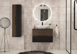 Meuble Sous Lavabo|Furnidea Meuble de salle de bain sous vasque suspendu AVELLA noyer et noir 80 cm