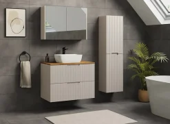 Furnidea Meuble de salle de bain suspendu sous vasque VENA cachemire 80 cm