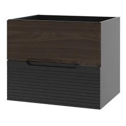 Furnidea Meuble de salle de bain sous vasque suspendu AVELLA noyer et noir 60 cm