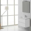 Ensemble Meuble De Salle De Bains|Kiamami Valentina Meuble De Salle De Bain Suspendu 60Cm 2 Tiroirs Blanc, Lavabo En Résine Et Miroir 60X70 - Manhattan