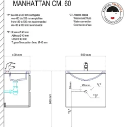 Ensemble Meuble De Salle De Bains|Kiamami Valentina Meuble De Salle De Bain Suspendu 60Cm 2 Tiroirs Blanc, Lavabo En Résine Et Miroir 60X70 - Manhattan