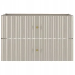 Meuble Sous Lavabo|Furnidea Meuble de salle de bain sous vasque suspendu AQUA cachemire 80 cm façades rainurées