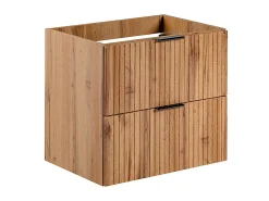 Meuble Vasque|Vente-unique Meuble de salle de bain suspendu strié avec vasque à encastrer - Naturel clair - 60 cm - ZEVARA