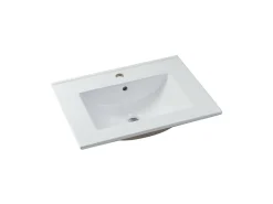 Meuble Vasque|Vente-unique Meuble de salle de bain suspendu strié avec vasque à encastrer - Naturel clair - 60 cm - ZEVARA