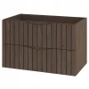 Furnidea Meuble de salle de bain sous vasque suspendu STELLA coloris noyer 80 cm façades rainurées