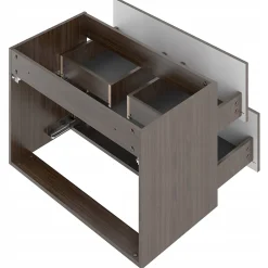 Furnidea Meuble de salle de bain sous vasque suspendu STELLA coloris noyer 80 cm façades rainurées
