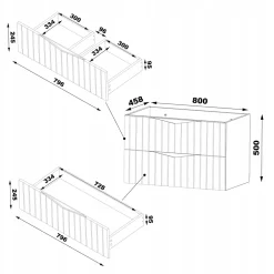 Furnidea Meuble de salle de bain sous vasque suspendu STELLA coloris noyer 80 cm façades rainurées