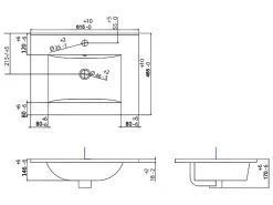 Vente-unique Meuble de salle de bain suspendu strié avec vasque à encastrer - Noir - 60 cm - ZEVARA
