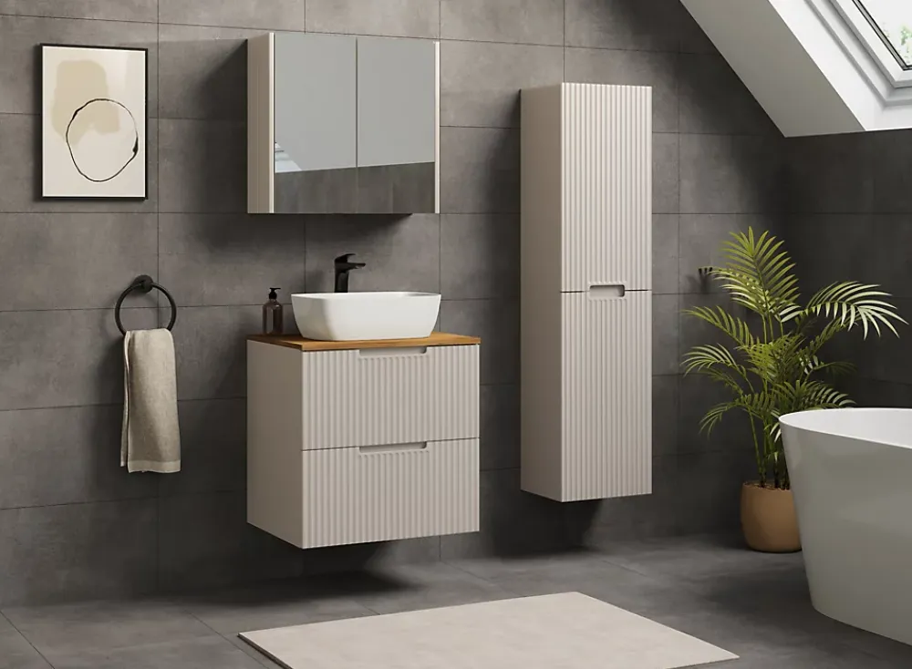 Meuble Sous Lavabo|Furnidea Meuble de salle de bain suspendu sous vasque VENA cachmire 60 cm