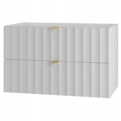 Meuble Sous Lavabo|Furnidea Meuble de salle de bain sous vasque suspendu ARCOS blanc 80 cm façades rainurées